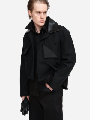Fold Leather Jacket Black