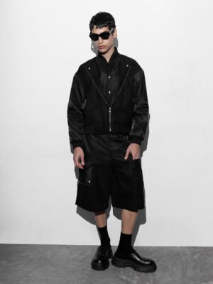 Zip Long Shorts Black